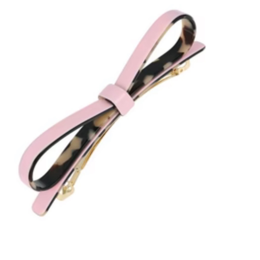 Chic Pink and Brown Bow Hair Clip